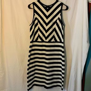 Black and white striped dress, LOFT, size 8
